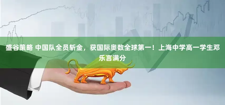 盛谷策略 中国队全员斩金，获国际奥数全球第一！上海中学高一学生邓乐言满分